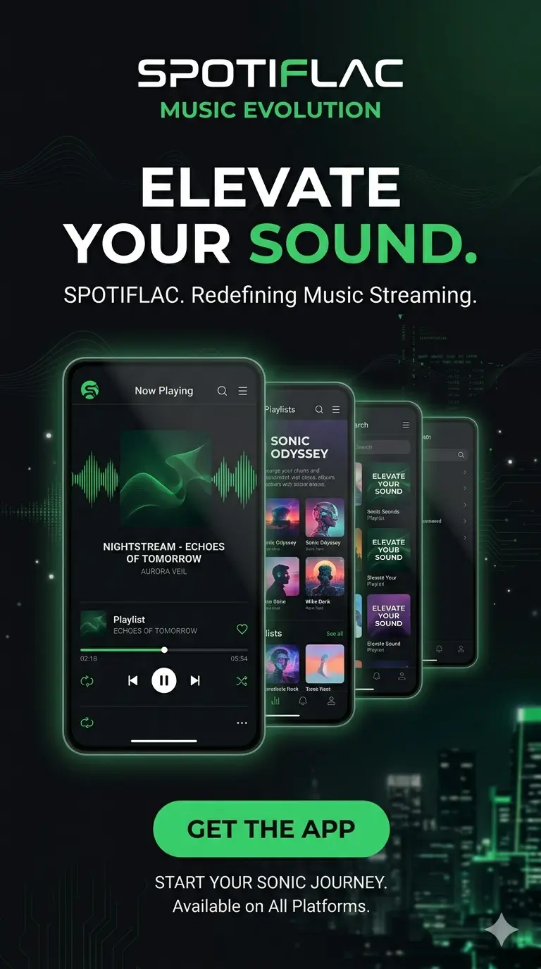 SpotiFLAC app preview showing lossless music downloader screens